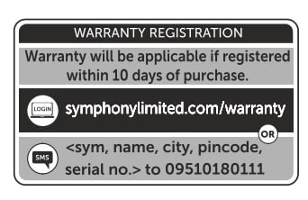 symphony warranty card register